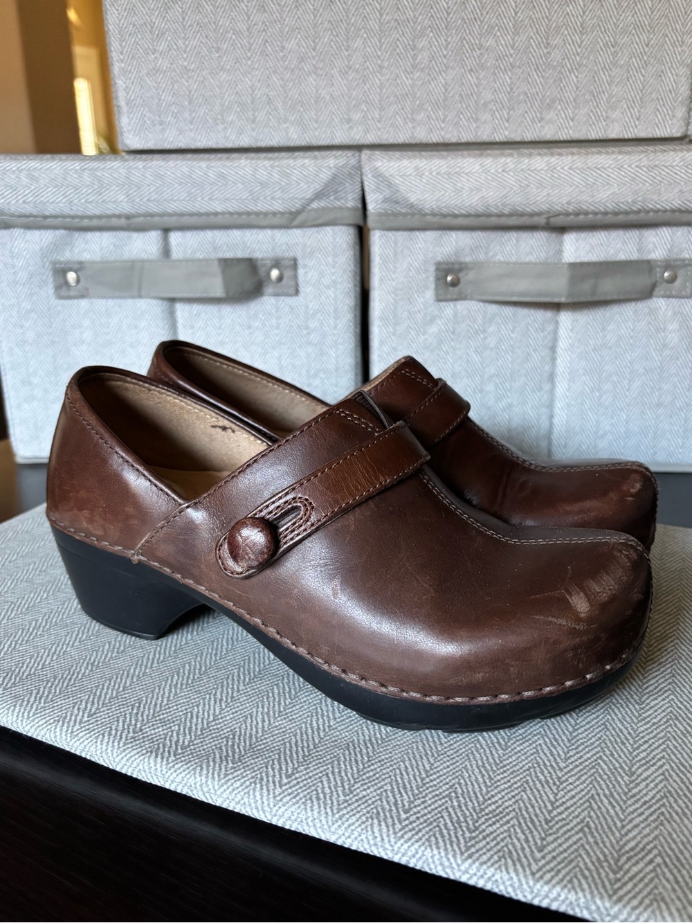 Dansko Brown Leather Mary Jane Clogs